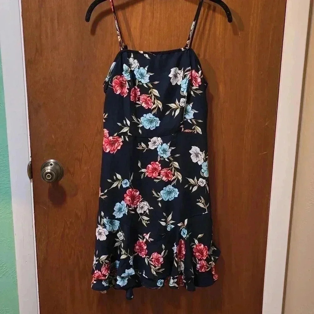 Xhilaration Navy Floral Dress S